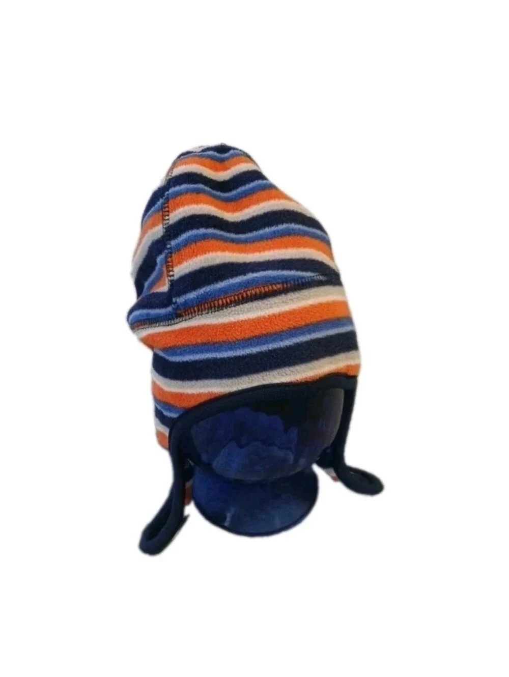 Toby NYC Infant Toddler Hat and Mittens Set Navy Stripes Double Layer Fleece